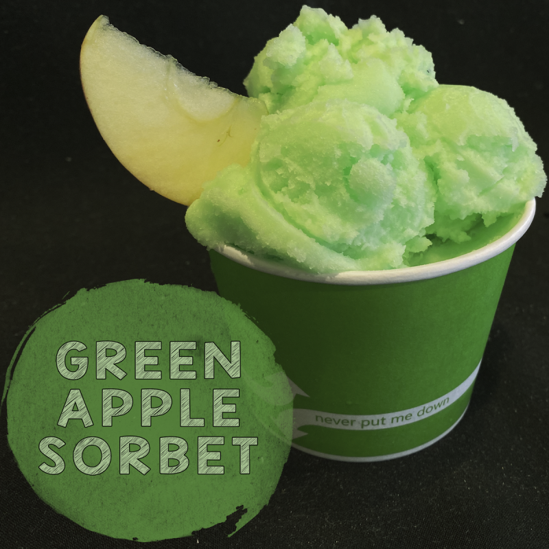 Our newest fall sorbet is here! Green Apple Sorbet 😋 Dell's Homemade